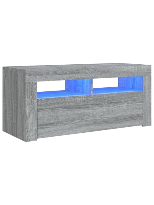 TV-taso LED-valoilla harmaa Sonoma 90x35x40 cm