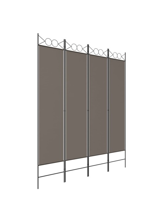 4-paneelinen tilanjakaja antrasiitti 160x200 cm kangas