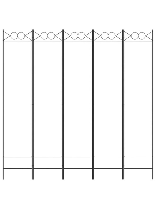 5-paneelinen Tilanjakaja valkoinen 200x200 cm kangas