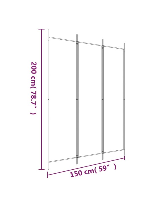 3-paneelinen Tilanjakaja ruskea 150x200 cm kangas
