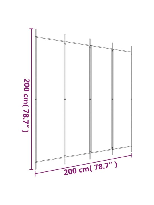 4-paneelinen Tilanjakaja antrasiitti 200x200 cm kangas