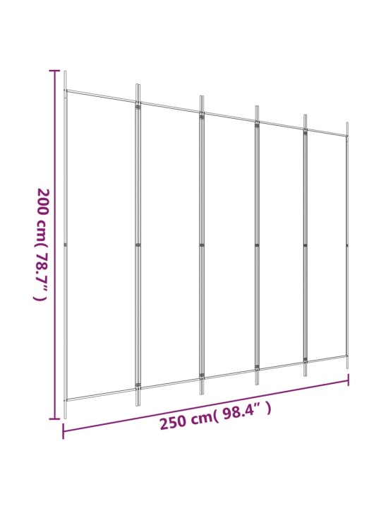 5-paneelinen Tilanjakaja antrasiitti 250x200 cm kangas