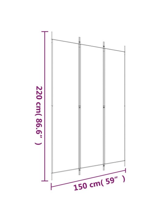 3-paneelinen Tilanjakaja ruskea 150x220 cm kangas