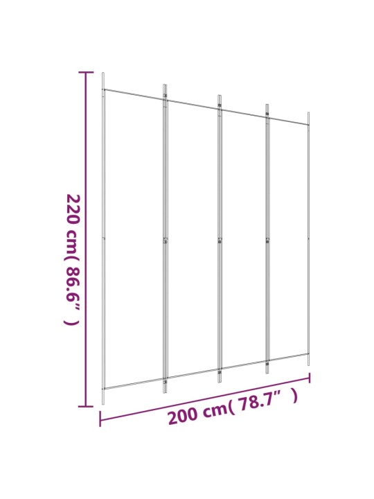 4-paneelinen Tilanjakaja antrasiitti 200x220 cm kangas