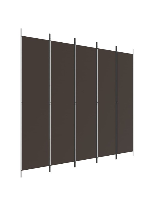 5-paneelinen tilanjakaja ruskea 250x220 cm kangas