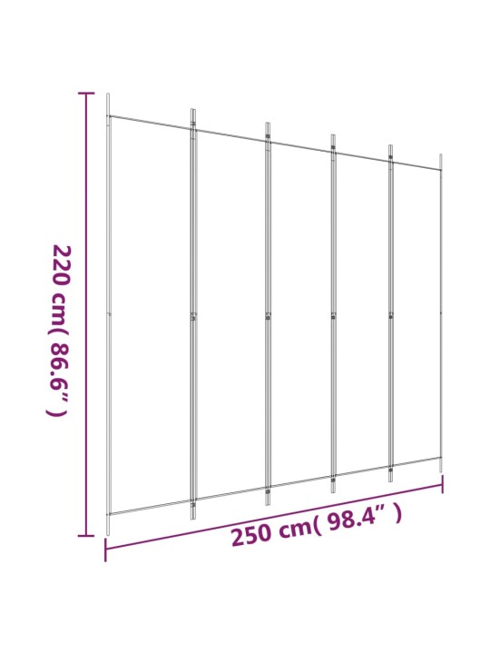 5-paneelinen Tilanjakaja antrasiitti 250x220 cm kangas