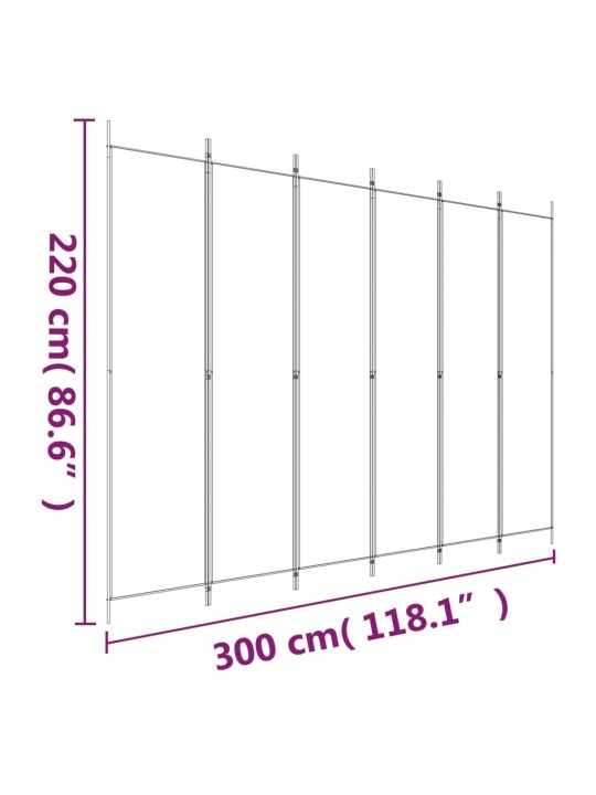 6-paneelinen Tilanjakaja ruskea 300x220 cm kangas