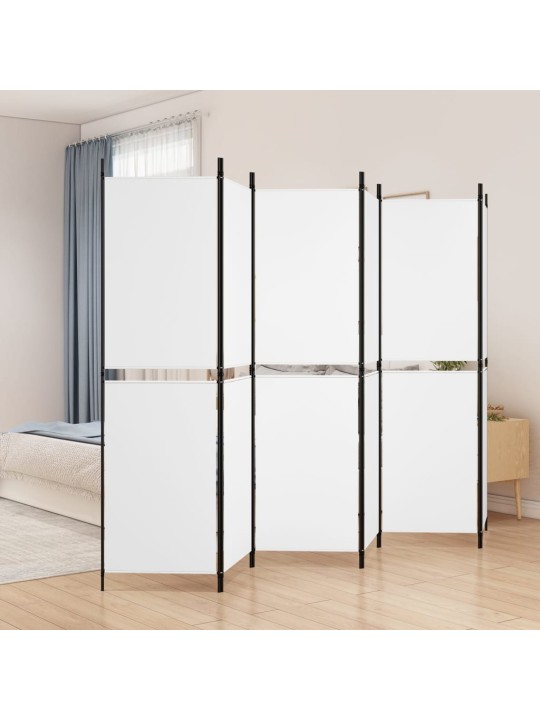 6-paneelinen tilanjakaja valkoinen 300x180 cm kangas