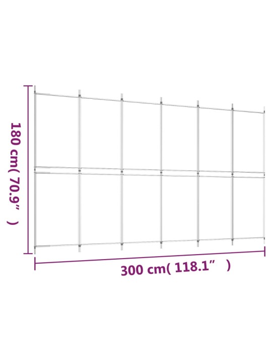 6-paneelinen Tilanjakaja ruskea 300x180 cm kangas