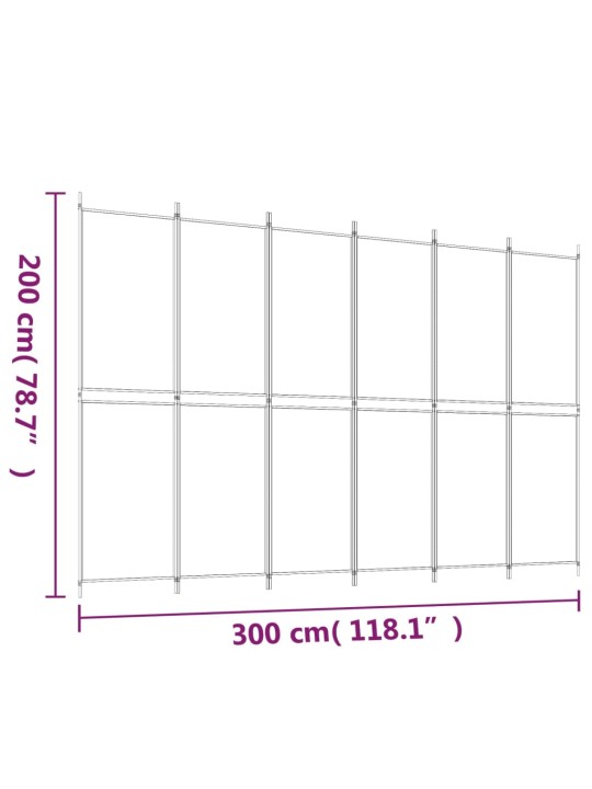 6-paneelinen Tilanjakaja ruskea 300x200 cm kangas