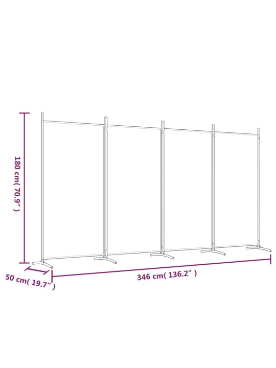 4-paneelinen Tilanjakaja ruskea 346x180 cm kangas