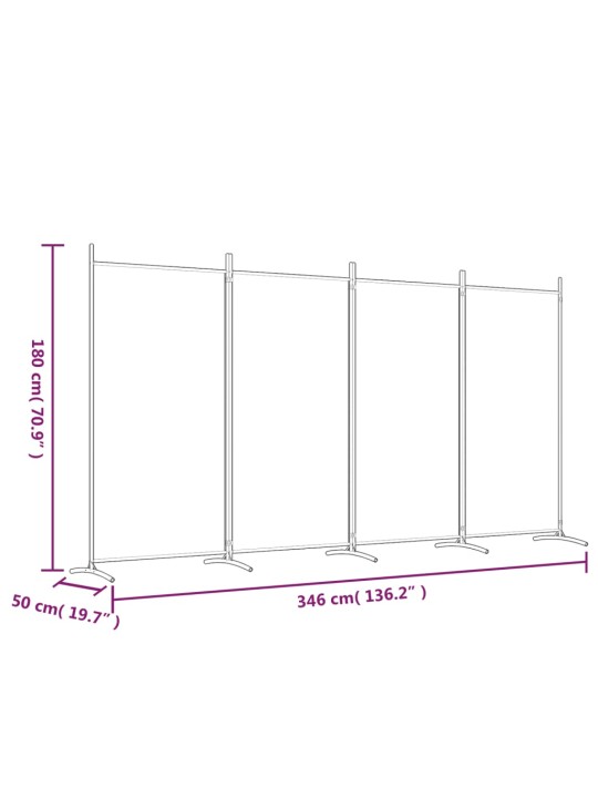 4-paneelinen Tilanjakaja antrasiitti 346x180 cm kangas