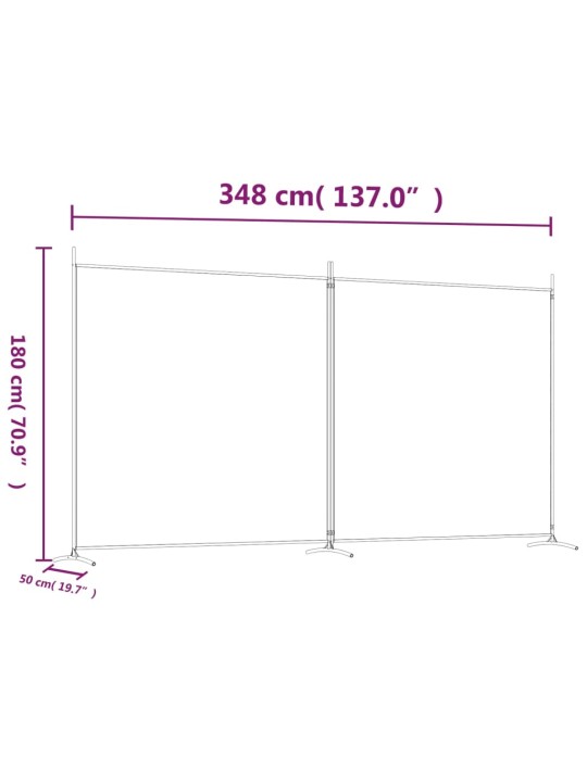 2-paneelinen Tilanjakaja ruskea 348x180 cm kangas