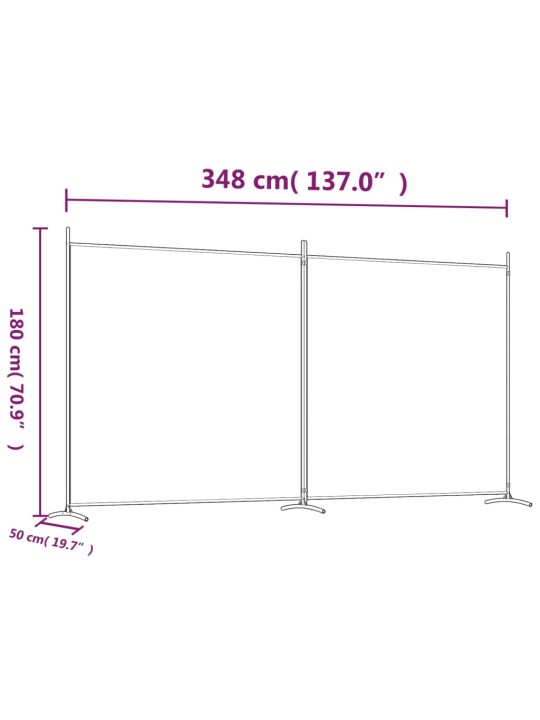 2-paneelinen Tilanjakaja musta 348x180 cm kangas