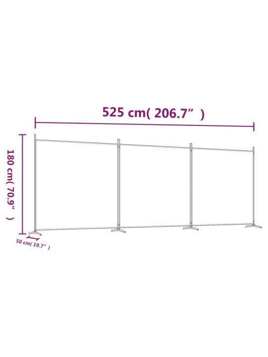 3-paneelinen Tilanjakaja antrasiitti 525x180 cm kangas