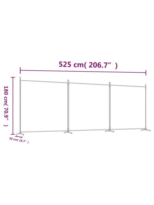 3-paneelinen Tilanjakaja musta 525x180 cm kangas