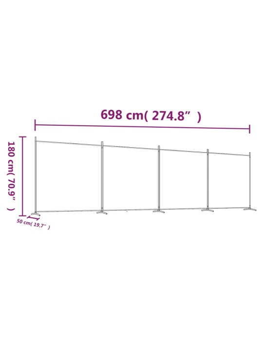 4-paneelinen Tilanjakaja antrasiitti 698x180 cm kangas