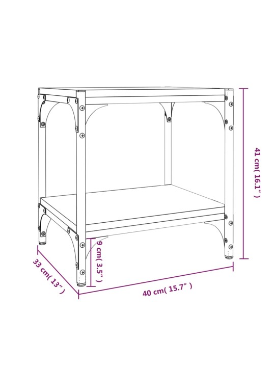 TV-taso ruskea tammi 40x33x41 cm tekninen puu ja teräs