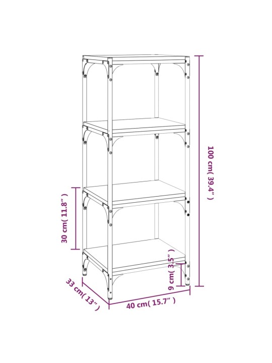 Kirjahylly savutammi 40x33x100 cm tekninen puu ja teräs