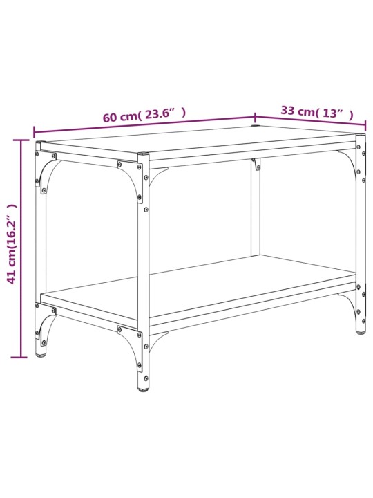 TV-taso ruskea tammi 60x33x41 cm tekninen puu ja teräs