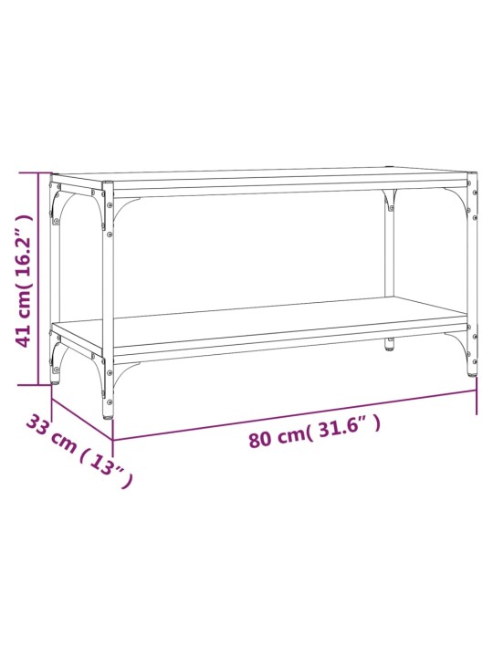 TV-taso musta 80x33x41 cm tekninen puu ja teräs