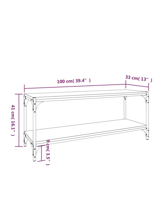 TV-taso musta 100x33x41 cm tekninen puu ja teräs