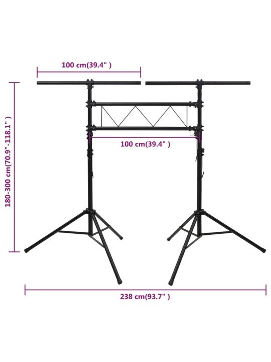 Valoteline musta 238x115x(180-300) cm teräs