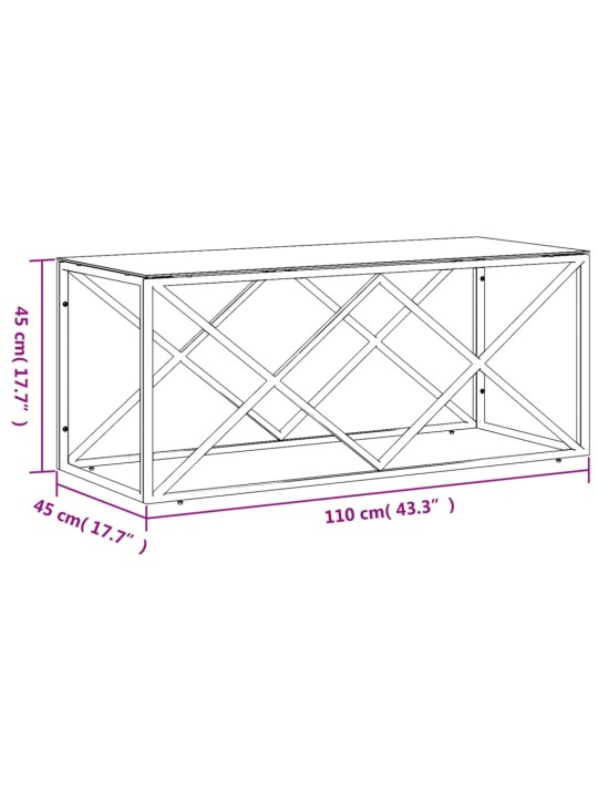 Sohvapöytä 110x45x45 cm ruostumaton teräs ja lasi