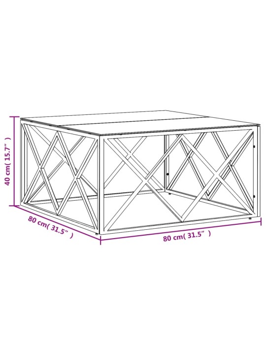 Sohvapöytä kulta 80x80x40 cm ruostumaton teräs ja lasi