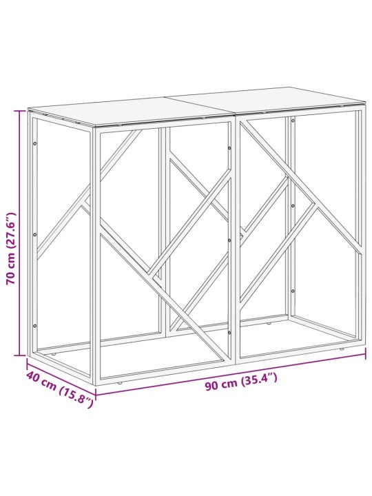 Konsolipöytä hopea ruostumaton teräs ja karkaistu lasi