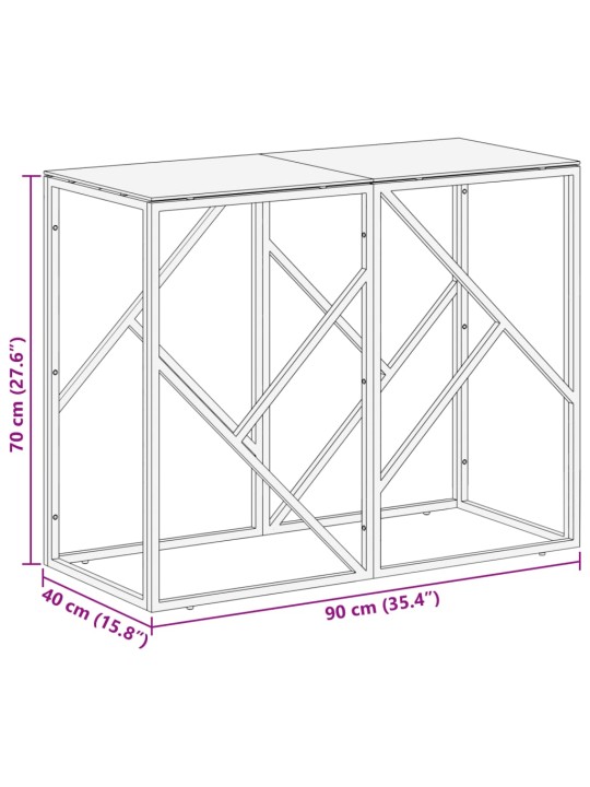 Konsolipöytä hopea ruostumaton teräs ja karkaistu lasi