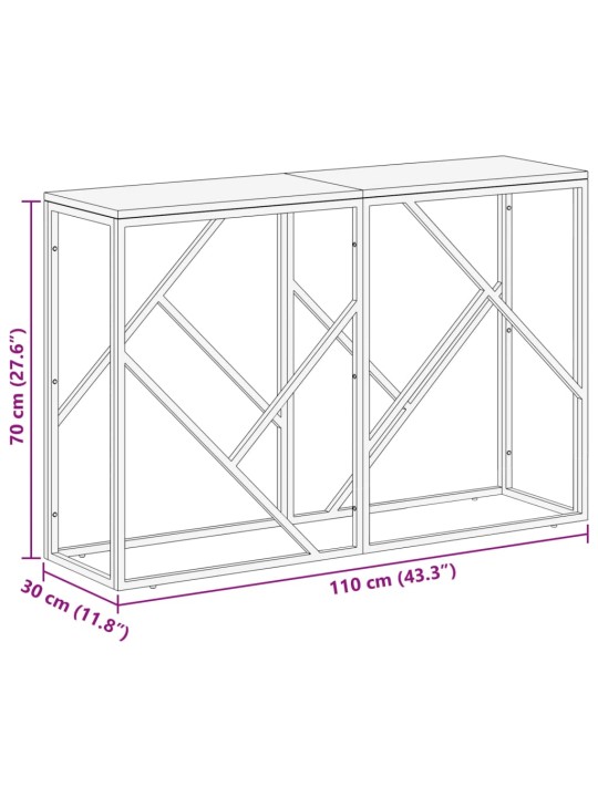 Konsolipöytä hopea ruostumaton teräs ja täysi akasiapuu