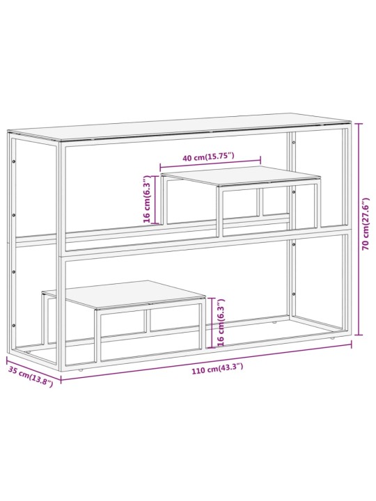 Konsolipöytä kulta ruostumaton teräs ja karkaistu lasi