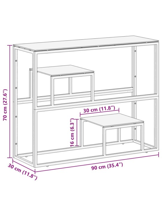 Konsolipöytä hopea ruostumaton teräs ja karkaistu lasi