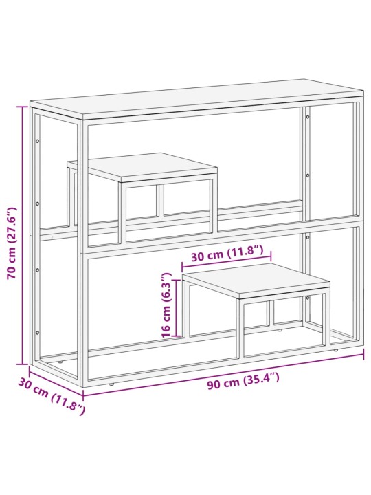 Konsolipöytä hopea ruostumaton teräs ja täysi akasiapuu