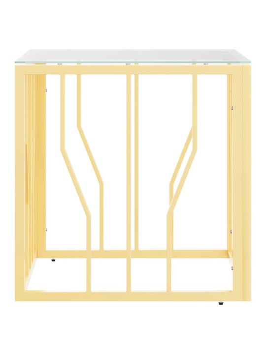 Sohvapöytä kulta 50x50x50 cm ruostumaton teräs ja lasi