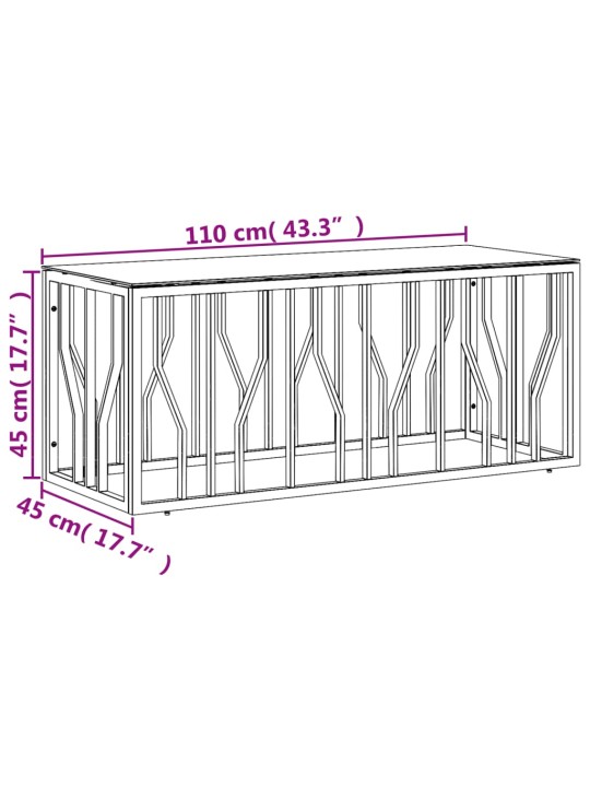 Sohvapöytä 110x45x45 cm ruostumaton teräs ja lasi