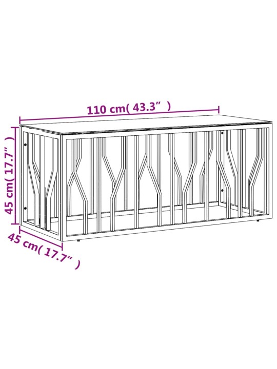 Sohvapöytä 110x45x45 cm ruostumaton teräs ja lasi