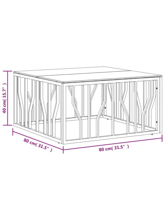 Sohvapöytä 80x80x40 cm ruostumaton teräs ja lasi