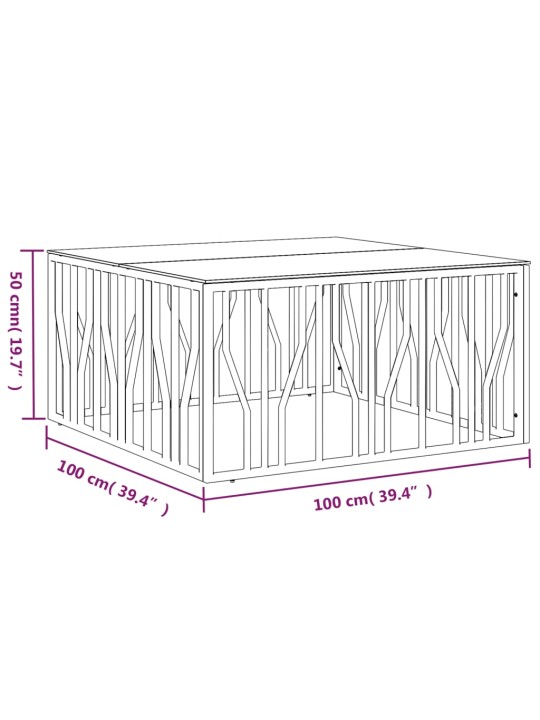 Sohvapöytä hopea 100x100x50 cm ruostumaton teräs ja lasi