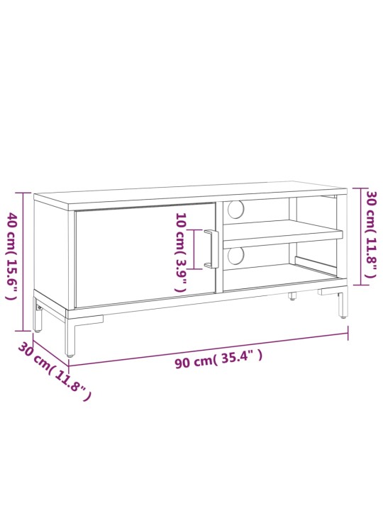 TV-taso ruskea 90x30x40 cm täysi mänty