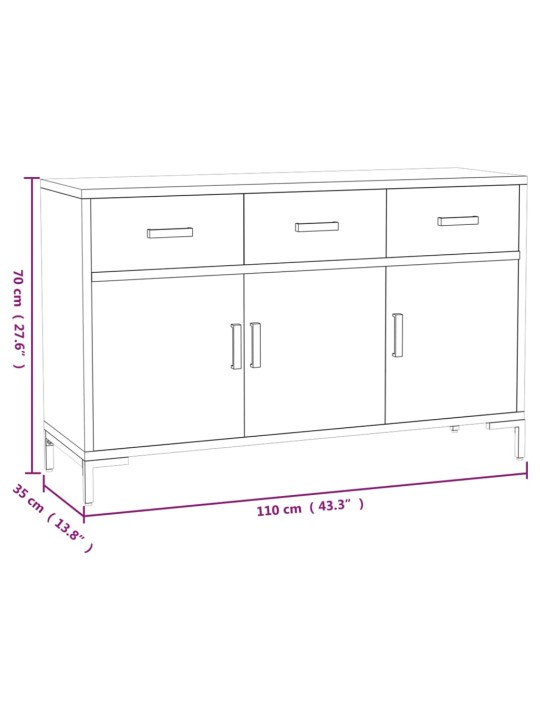 Senkki musta 110x35x70 cm täysi mänty