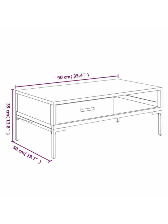 Sohvapöytä musta 90x50x35 cm täysi mänty