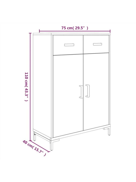 Kenkäkaappi musta 75x40x110 cm täysi mänty