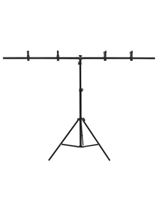 T-muotoinen taustakankaan teline musta 151x60x(70-200) cm