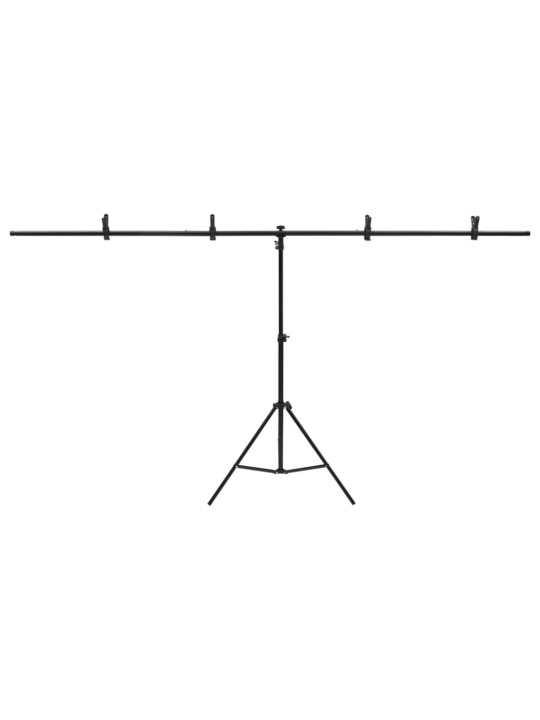 T-muotoinen taustakankaan teline musta 201x60x(70-200) cm