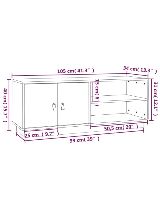 TV-taso musta 105x34x40 cm täysi mänty