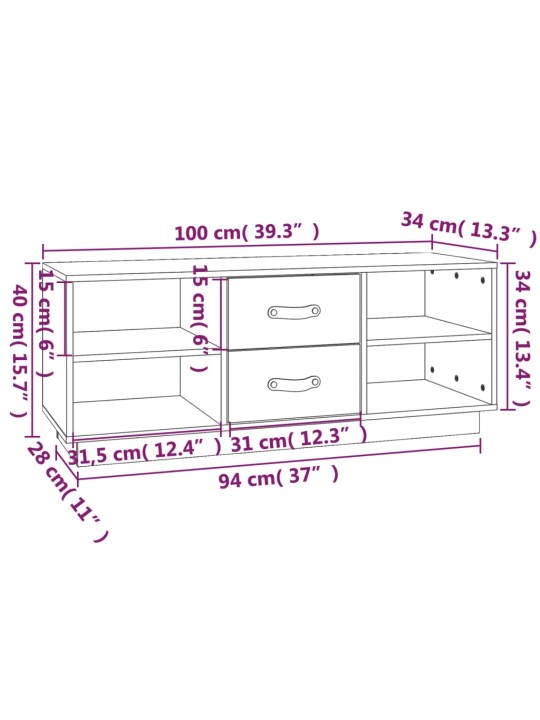 TV-taso 100x34x40 cm täysi mänty