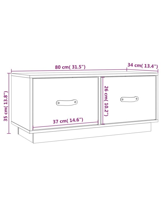 TV-taso hunajanruskea 80x34x35 cm täysi mänty