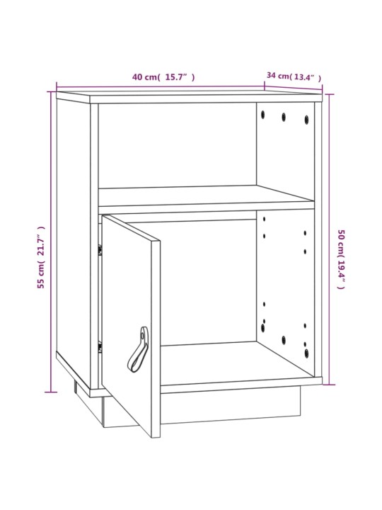 Yöpöydät 2 kpl hunajanruskea 40x34x55 cm täysi mänty